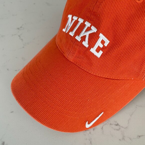 Nike Casual Sporty Corduroy Ball Cap Adjustable Size Orange & White Sz OS - Picture 3 of 7